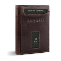 Bugatti turvaline õhuke RFID-kaitsega nahast minirahakott, õhuke rahakott, kaardihoidja, pruun kaina ir informacija | Vyriškos piniginės, kortelių dėklai | pigu.lt