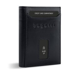 Bugatti Secure Slim Mini odinė piniginė su Rfid apsauga, plona piniginė, kortelių laikiklis, juoda kaina ir informacija | Vyriškos piniginės, kortelių dėklai | pigu.lt