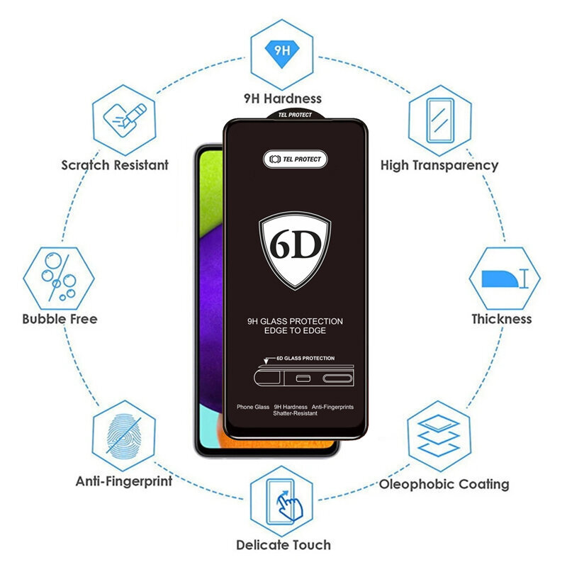Full Glue 6D - iPhone 15 Pro Max kaina ir informacija | Apsauginės plėvelės telefonams | pigu.lt