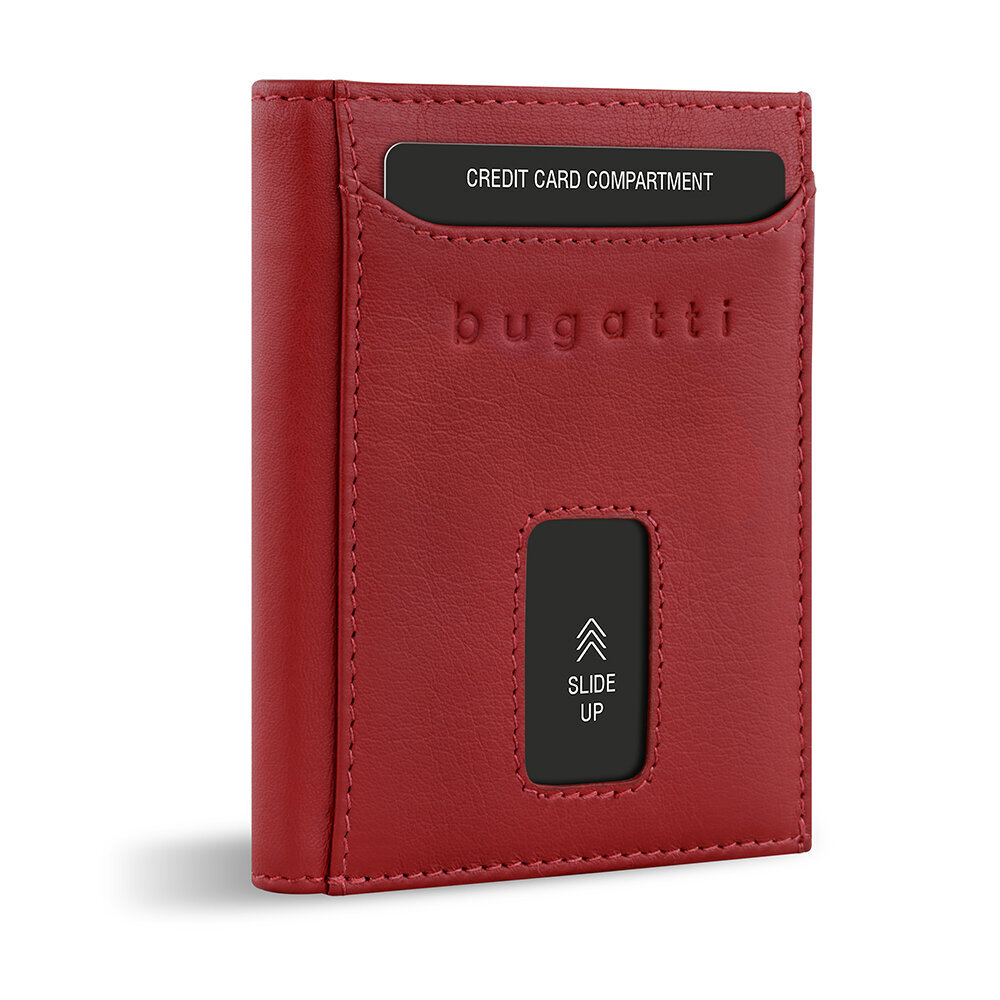 Bugatti Secure Slim Mini odinė piniginė su Rfid apsauga, plona piniginė, kortelių laikiklis, raudona цена и информация | Vyriškos piniginės, kortelių dėklai | pigu.lt