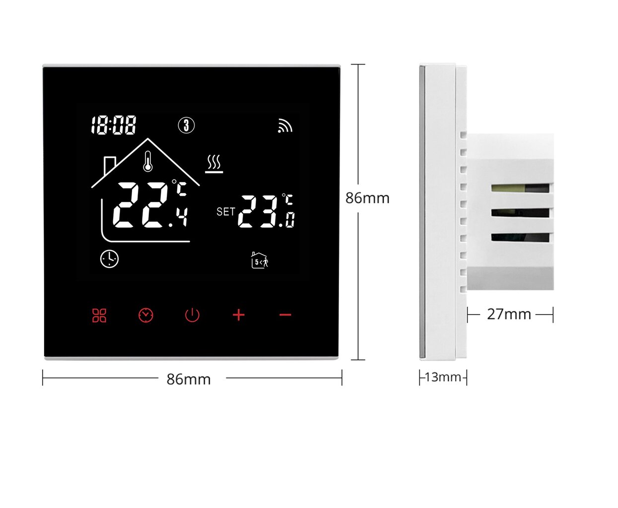 WiFi išmanusis termostatas su LCD ekranu ir jutikliniu ekranu dujiniam katilui kaina ir informacija | Laikmačiai, termostatai | pigu.lt