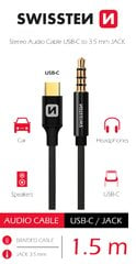 Swissten Textile Аудио Адаптер USB-C / 3,5 mm / 1.5m цена и информация | Кабели и провода | pigu.lt