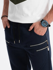 спортивные брюки мужские на декоративной молнии - темно-синие v5 om-pask-22fw-012 цена и информация | Мужская спортивная одежда | pigu.lt