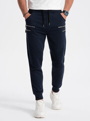 спортивные брюки мужские на декоративной молнии - темно-синие v5 om-pask-22fw-012 цена и информация | Мужская спортивная одежда | pigu.lt