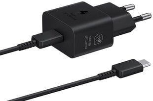 Samsung EP-T2510XBEGEU зарядное устройство 25W + USB-C провод 1М черное цена и информация | Зарядные устройства для телефонов | pigu.lt