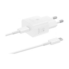 Сетевая зарядка Samsung EP-T2510XWEGEU 25W + USB-C кабель, белая цена и информация | Зарядные устройства для телефонов | pigu.lt