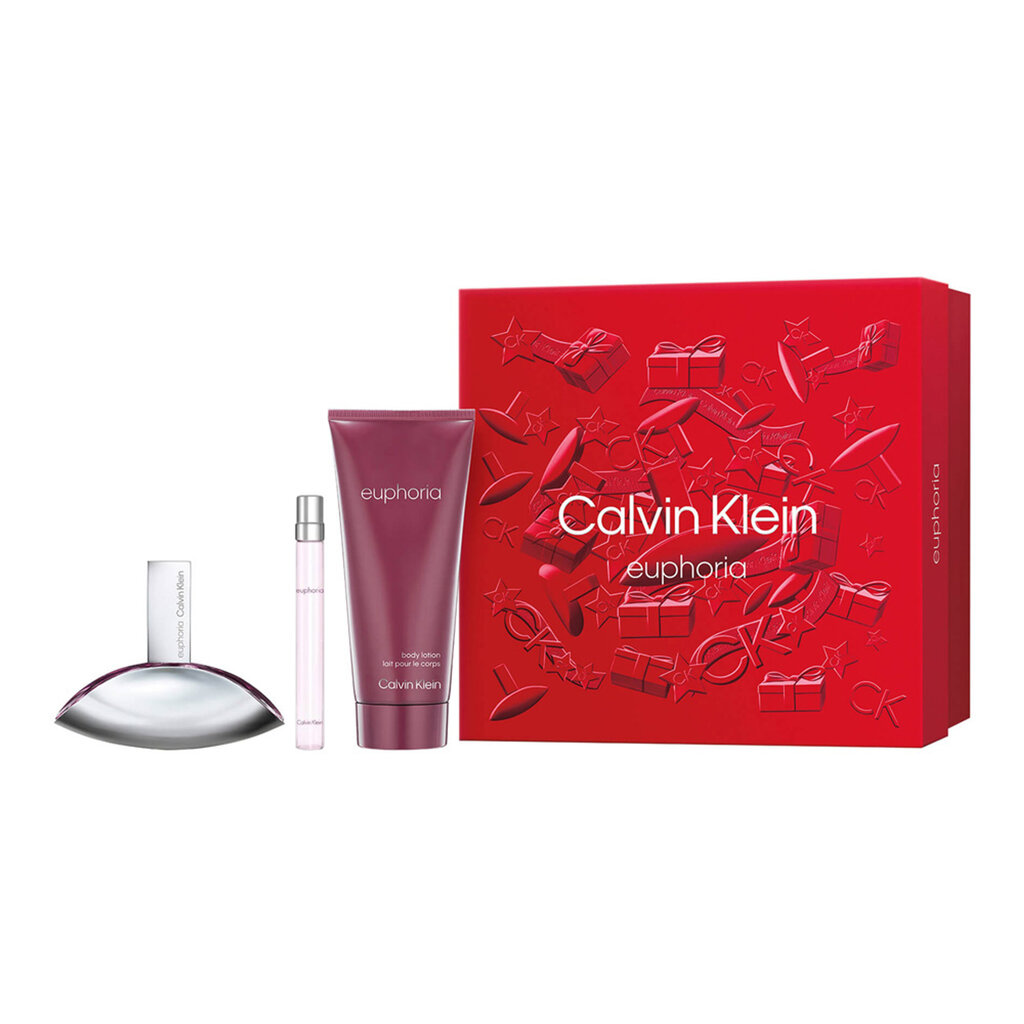 Dovanų rinkinys Calvin Klein Euphoria moterims: kvapusis vanduo EDP, 100 ml + EDP MINI, 10 ml + kūno losjonas, 200 ml kaina ir informacija | Kvepalai moterims | pigu.lt