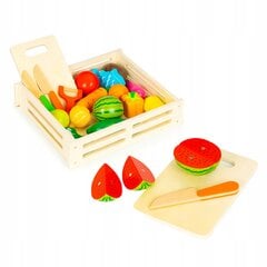 Деревянные овощи и фрукты для нарезки деревянная коробка + 17 элементов цена и информация | Игрушки для девочек | pigu.lt