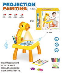 Piešimo stalas su projektoriumi Lean Toys Dinozauras, oranžinis kaina ir informacija | Lavinamieji žaislai | pigu.lt