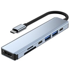 Разветвитель-концентратор 7 в 1 USB-C/HDMI/Micro SD/ 4K UHD цена и информация | Адаптеры, USB-разветвители | pigu.lt
