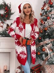 Kalėdinis megztinis moterims Moe Essense 1, baltas/raudonas kaina ir informacija | Megztiniai moterims | pigu.lt