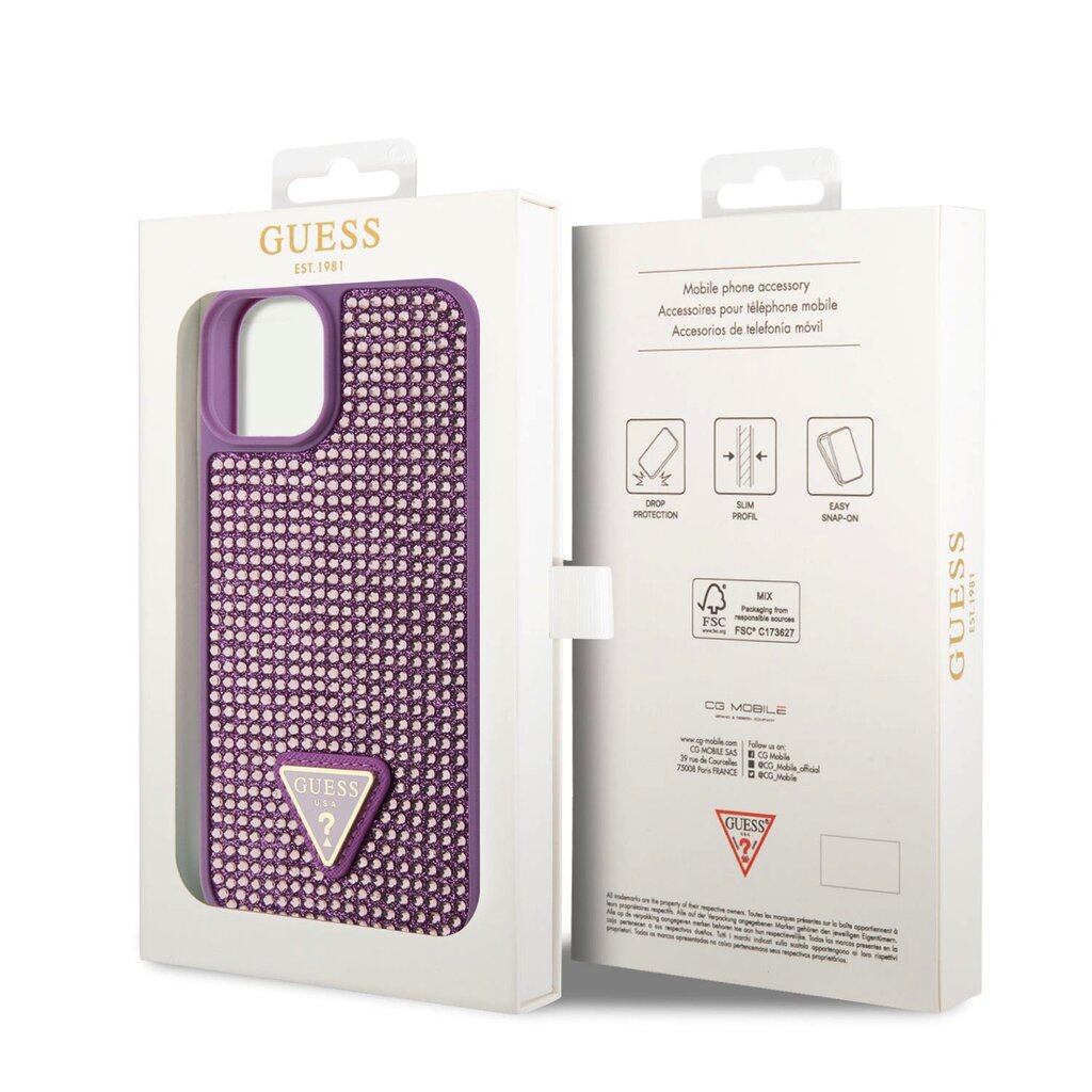 Guess Rhinestones Triangle Metal Logo Case цена и информация | Telefono dėklai | pigu.lt