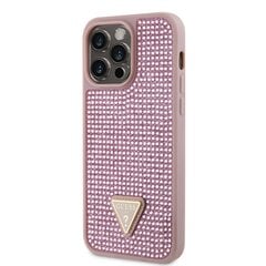 Guess Rhinestones Triangle Metal Logo Case for iPhone 15 Pro Max Pink цена и информация | Чехлы для телефонов | pigu.lt
