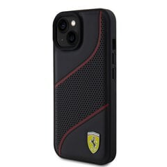 Ferrari PU Leather Perforated Slanted Line Case for iPhone 15 Black цена и информация | Чехлы для телефонов | pigu.lt