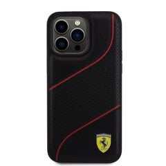 Ferrari PU Leather Perforated Slanted Line Case for iPhone 15 Pro Max Black цена и информация | Чехлы для телефонов | pigu.lt