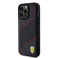 Ferrari PU Leather Perforated Slanted Line Case for iPhone 15 Pro Max Black цена и информация | Чехлы для телефонов | pigu.lt