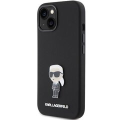 Karl Lagerfeld Liquid Silicone Metal Ikonik Case for iPhone 15 Black цена и информация | Чехлы для телефонов | pigu.lt