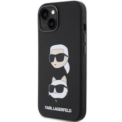 Karl Lagerfeld Liquid Silicone Karl and Choupette Heads Case for iPhone 15 Black цена и информация | Чехлы для телефонов | pigu.lt