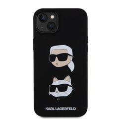 Karl Lagerfeld Liquid Silicone Karl and Choupette Heads Case for iPhone 15 Plus Black цена и информация | Чехлы для телефонов | pigu.lt