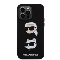Karl Lagerfeld Liquid Silicone Karl and Choupette Heads Case for iPhone 15 Pro Max Black цена и информация | Чехлы для телефонов | pigu.lt