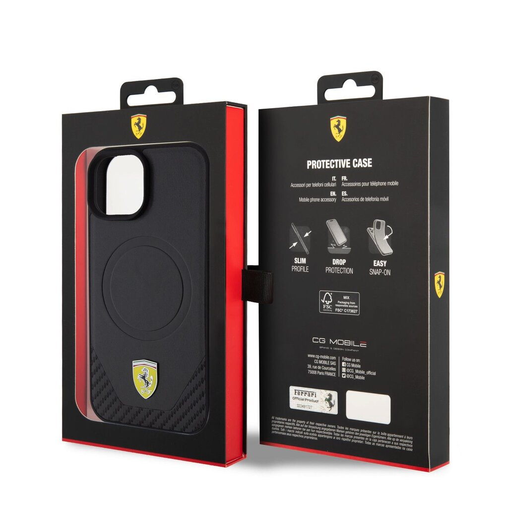 Ferrari PU Leather Bottom Carbon Mag цена и информация | Telefono dėklai | pigu.lt