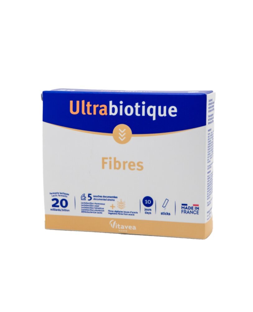 Maisto papildas gyvosios bakterijos su skaidulomis Ultrabiotique Fibres Fibregum®, 10 vnt. kaina ir informacija | Vitaminai, maisto papildai, preparatai gerai savijautai | pigu.lt