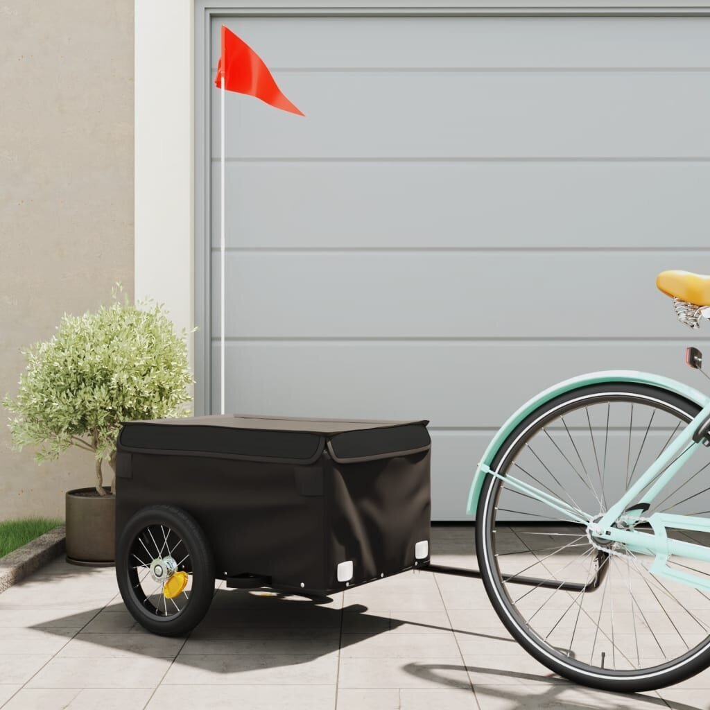 Krovininė dviračio priekaba VidaXl, juoda цена и информация | Dviračių priekabos, vėžimėliai | pigu.lt