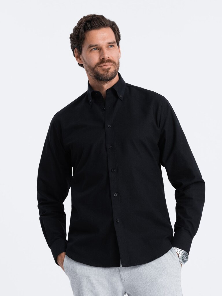 Marškiniai vyrams Ombre Clothing 123621-7, juodi kaina ir informacija | Vyriški marškiniai | pigu.lt