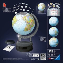 Ravensburger 3D dėlionės kamuolys su apšvietimu 540 vnt Globe kaina ir informacija | Dėlionės (puzzle) | pigu.lt