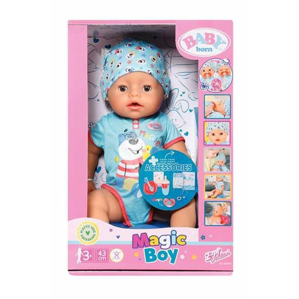 Lėlė Magic Boy Zapf Baby Born, mėlyna, 43 cm kaina ir informacija | Žaislai mergaitėms | pigu.lt