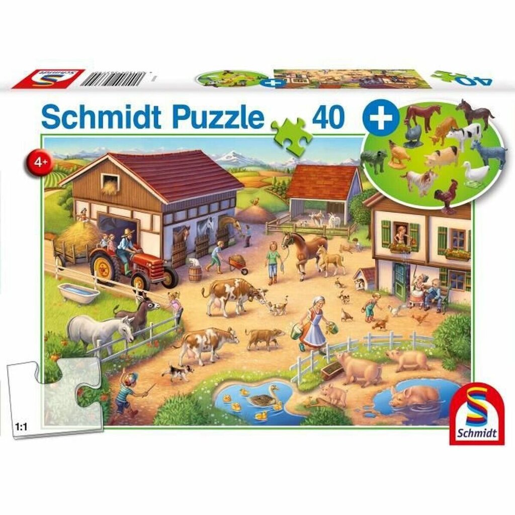Dėlionė ūkis su figūrėlėmis Schmidt, 40 d. цена и информация | Dėlionės (puzzle) | pigu.lt