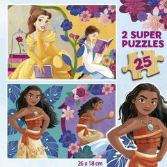 Dėlionės Disney Princesses Bella + Vaiana, 25 d. kaina ir informacija | Dėlionės (puzzle) | pigu.lt