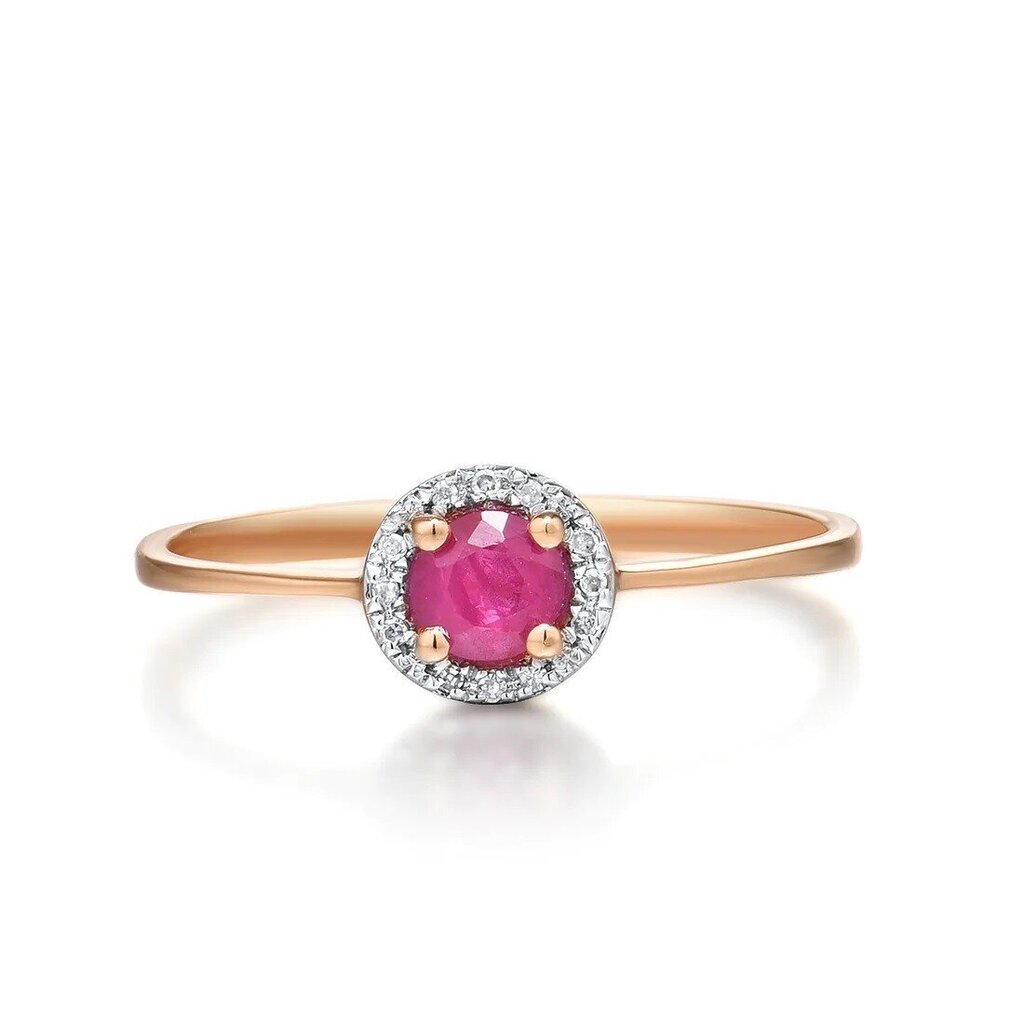 Auksinis žiedas su rubinu ir deimantais moterims kaina ir informacija | Žiedai | pigu.lt