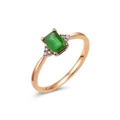 Auksinis žiedas su smaragdu ir briliantais moterims kaina ir informacija | Žiedai | pigu.lt