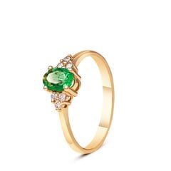 Золотое кольцо с изумрудом и бриллианты цена и информация | Кольцо | pigu.lt