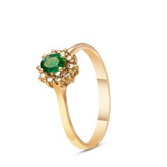 Золотое кольцо с изумрудом и бриллианты цена и информация | Кольца | pigu.lt