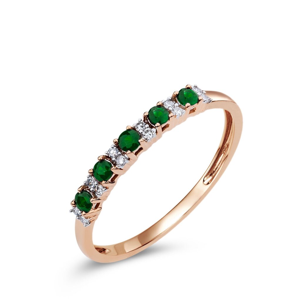 Auksinis žiedas su smaragdais ir briliantais moterims kaina ir informacija | Žiedai | pigu.lt