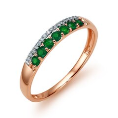 Золотое кольцо изумрудами и бриллиантами цена и информация | Кольца | pigu.lt