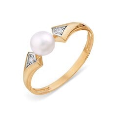 Золотое кольцо с жемчугом и цирконами цена и информация | Кольцо | pigu.lt