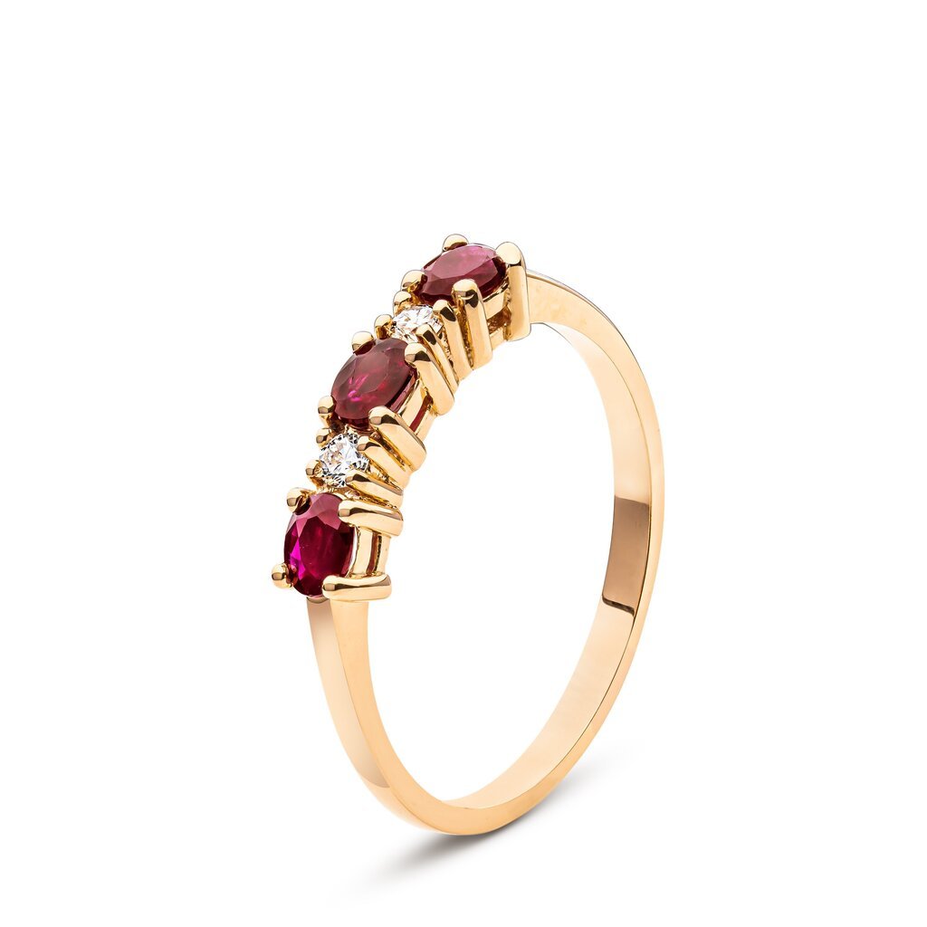 Auksinis žiedas su rubinais ir briliantais moterims kaina ir informacija | Žiedai | pigu.lt