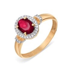 Auksinis žiedas su rubinu ir deimantais moterims kaina ir informacija | Žiedai | pigu.lt