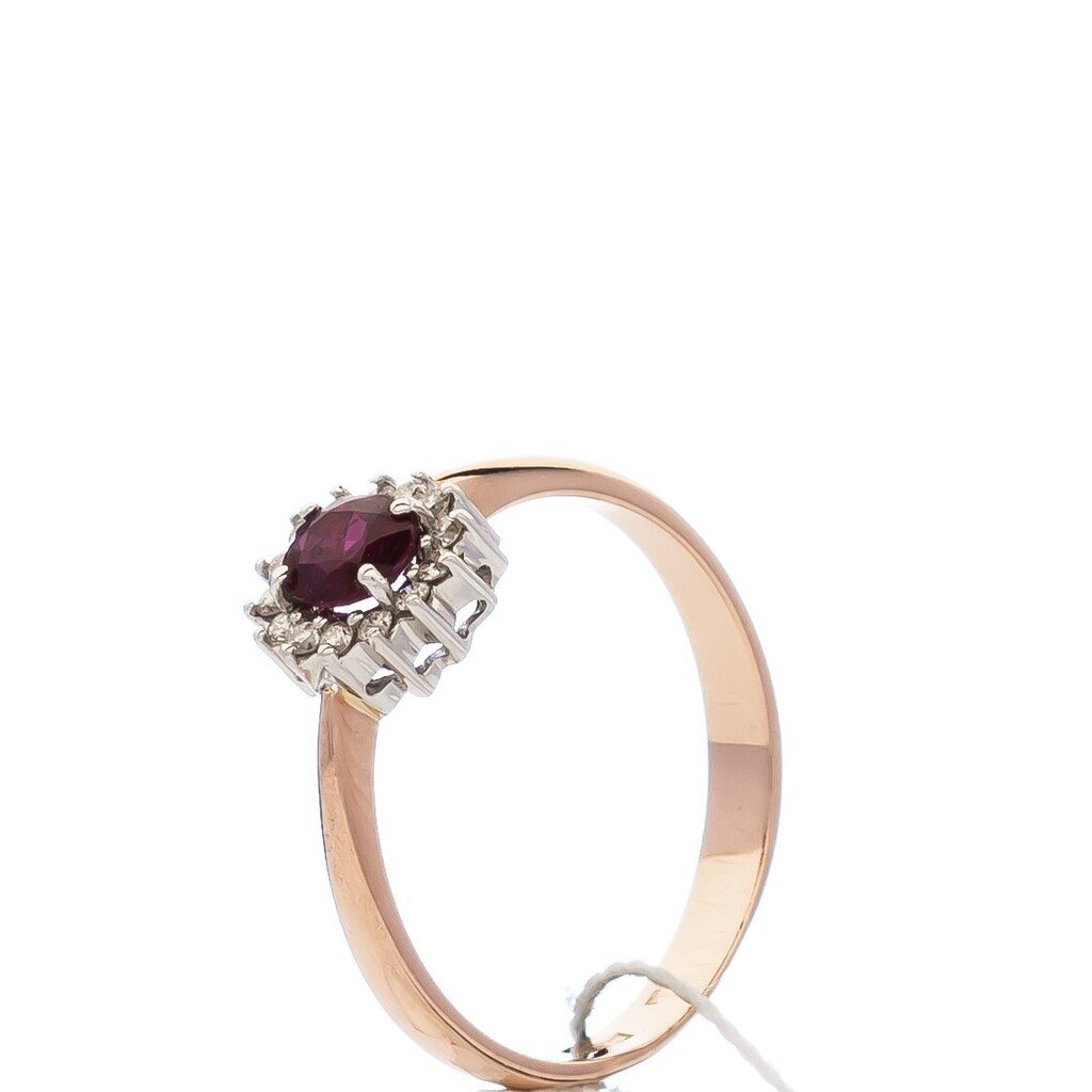 Auksinis žiedas su rubinu ir briliantais moterims kaina ir informacija | Žiedai | pigu.lt
