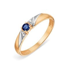 Auksinis žiedas su safyru ir deimantais moterims kaina ir informacija | Žiedai | pigu.lt