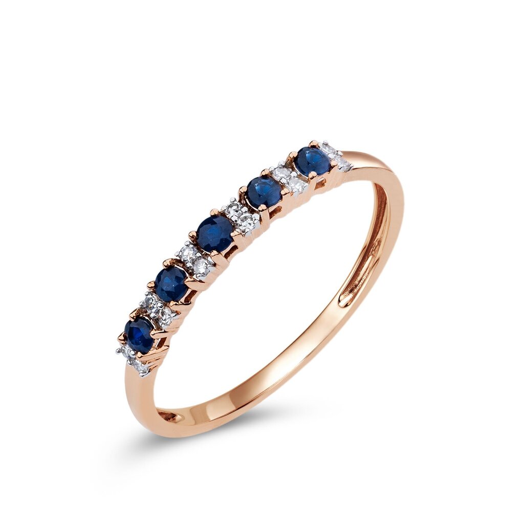 Auksinis žiedas su safyrais ir briliantais moterims kaina ir informacija | Žiedai | pigu.lt