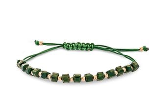 Браслет из зеленой нити с золотом и ониксом цена и информация | Женские браслеты | pigu.lt