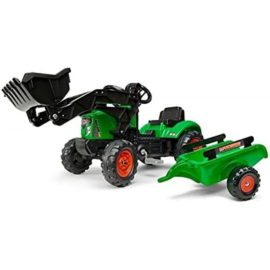 Paspiriamas traktorius Falk Supercharger su priekaba ir krautuvu, žalias цена и информация | Žaislai kūdikiams | pigu.lt