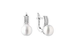 Sidabriniai auskarai su cirkoniais ir natūraliais perlais kaina ir informacija | Auskarai | pigu.lt