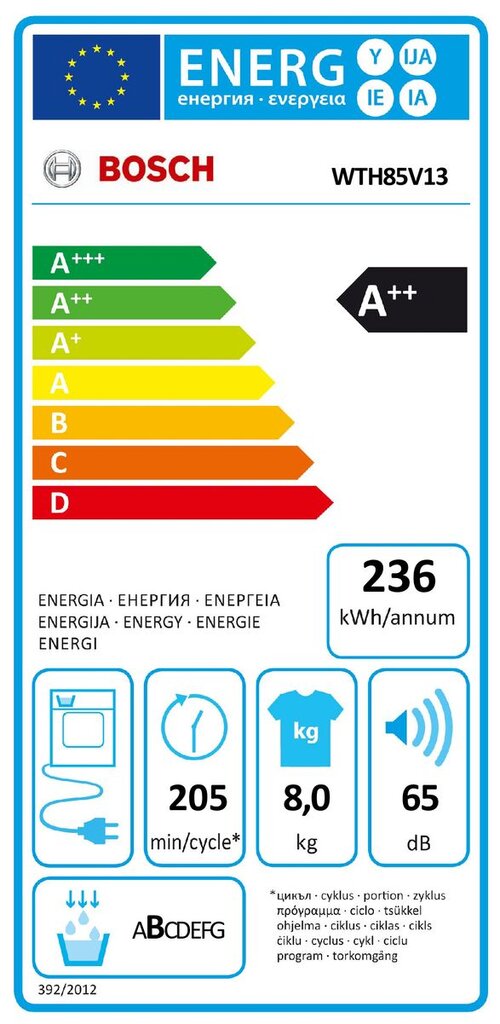 Bosch WTH85V13 kaina ir informacija | Džiovyklės | pigu.lt