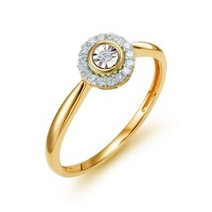 Geltono aukso žiedas su deimantais kaina ir informacija | Žiedai | pigu.lt