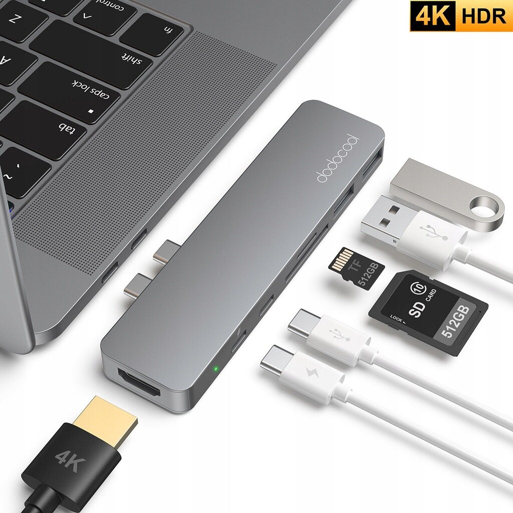 Dodocool usb šakotuvas 7 in 1 kaina ir informacija | Adapteriai, USB šakotuvai | pigu.lt